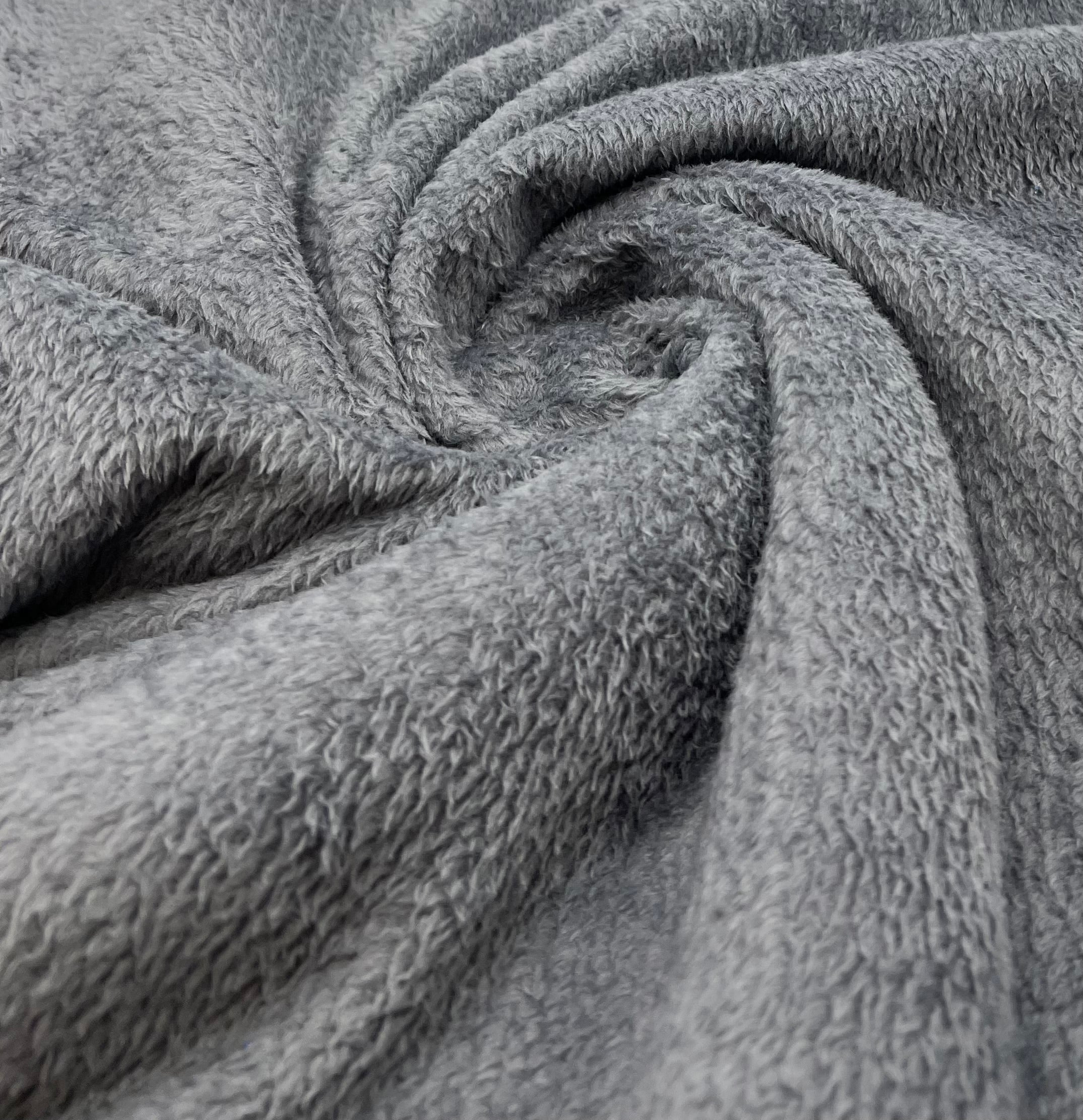 Grey Super Soft Plain Cuddle Fleece Fabric Blanket Loungewear